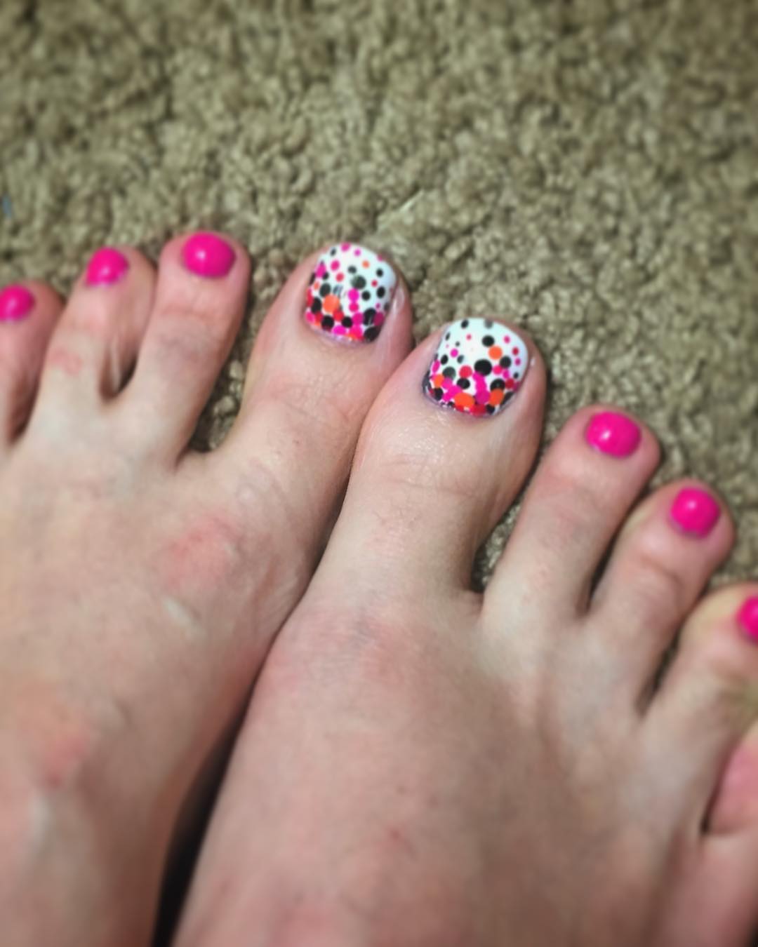 Awesome and Colorful Polka Dots Nail Art Design for Toe