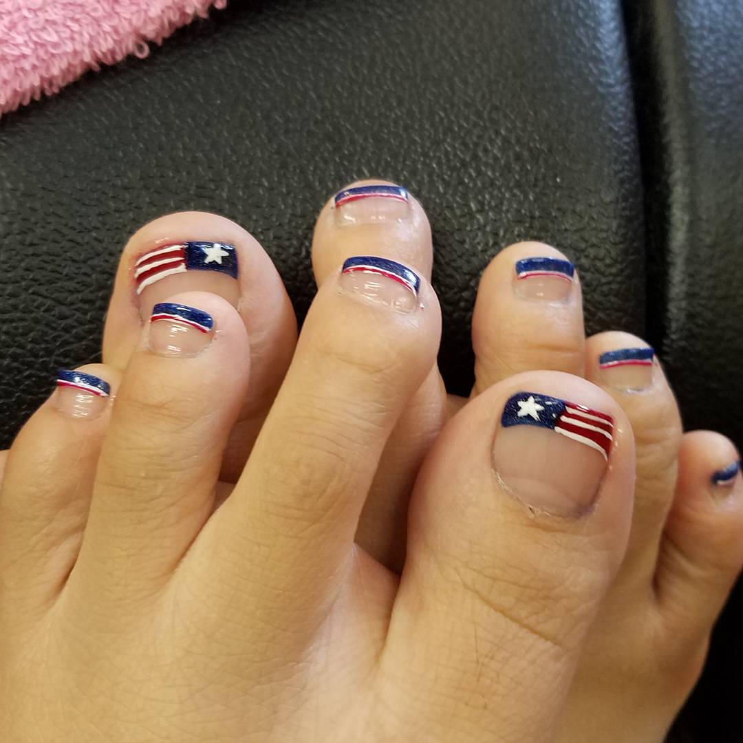 Fourth of July Inspired Flag Design Nail Art