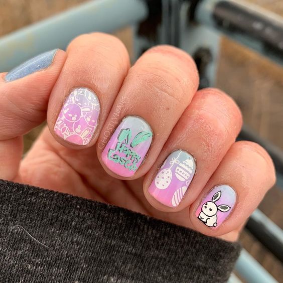 Amazing Colorful Eggs Design Nail Art for Long Nails