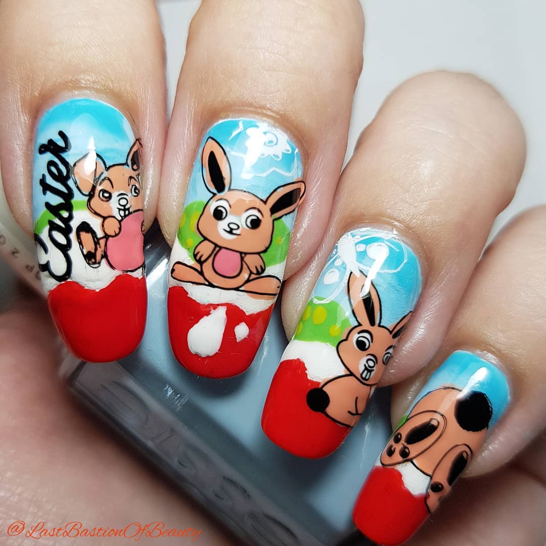 Brown Bunny Design Realistic Nail Art for Long Nails