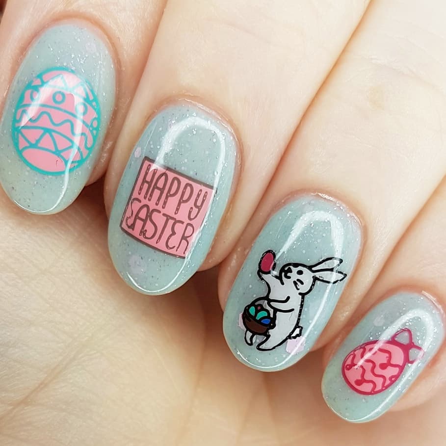 Easter Nail Design for Short Shimmery Nails