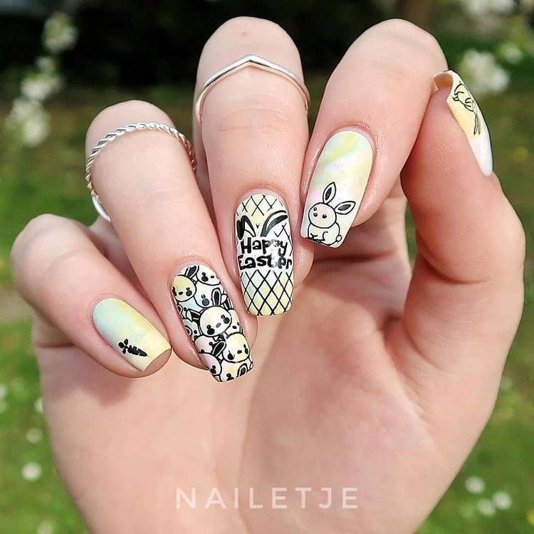 Panda and Bunny Design Cool DIY Nail Art for Easter