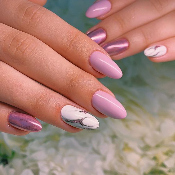 Bright Pink and White Amazing Nail Art for Summers