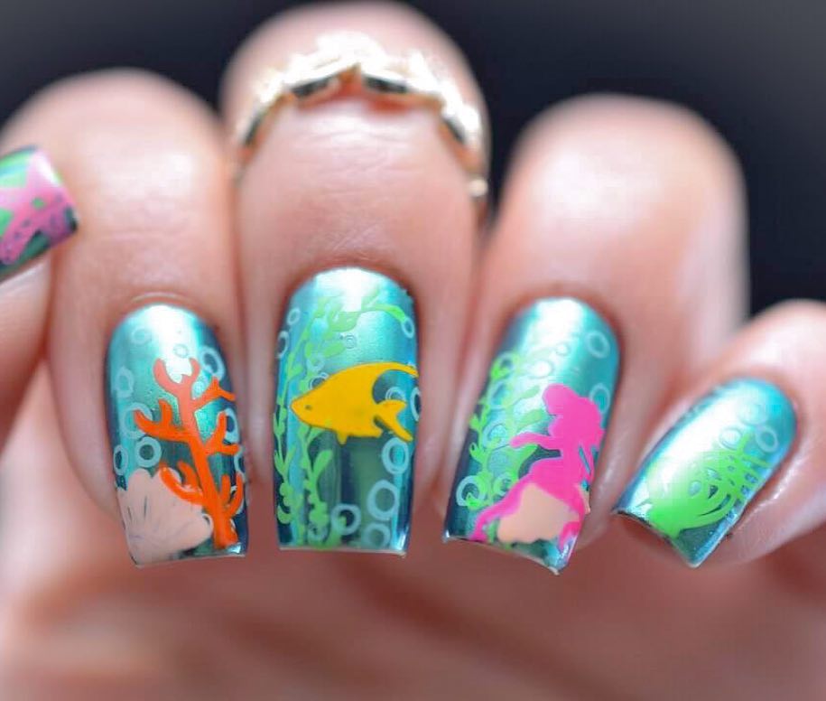 Fish and Dragon Inspired Fantastic DIY Nail Art