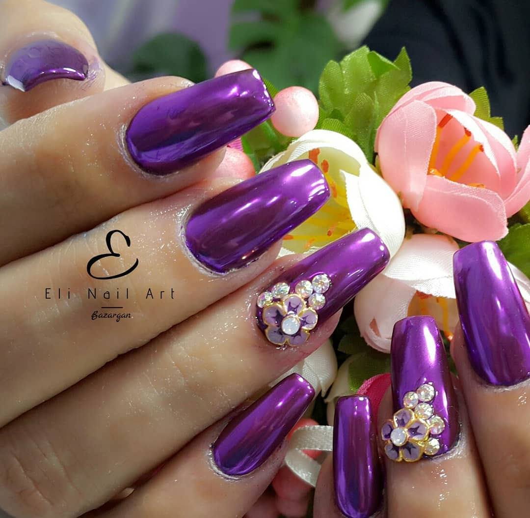 Nail Jewels Decorated Squared Long Nails