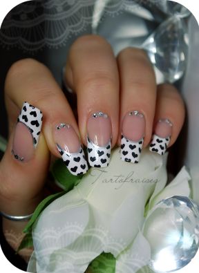 Neutral Nail Art with Cow Design