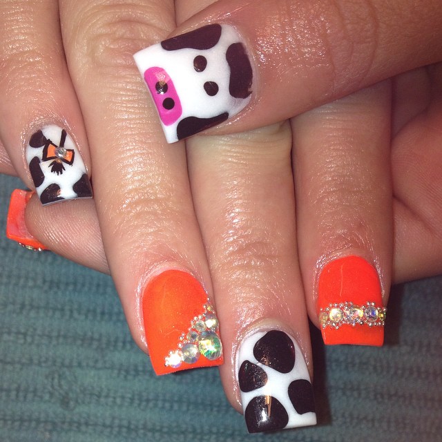 Ultimate Cow Design Nail Art Design