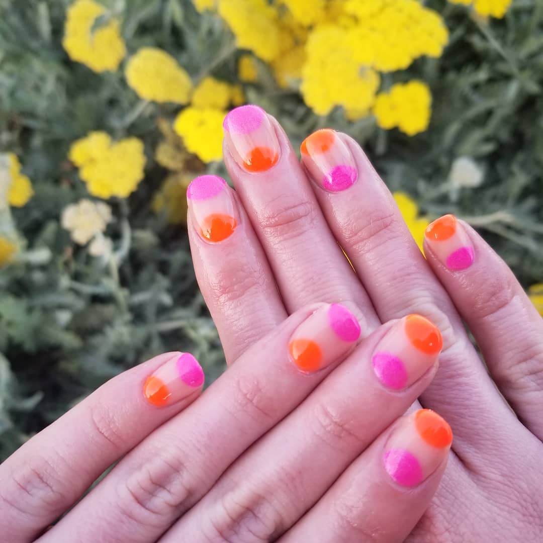 Easy DIY Pink and Orange Nail Art for Squared Nails