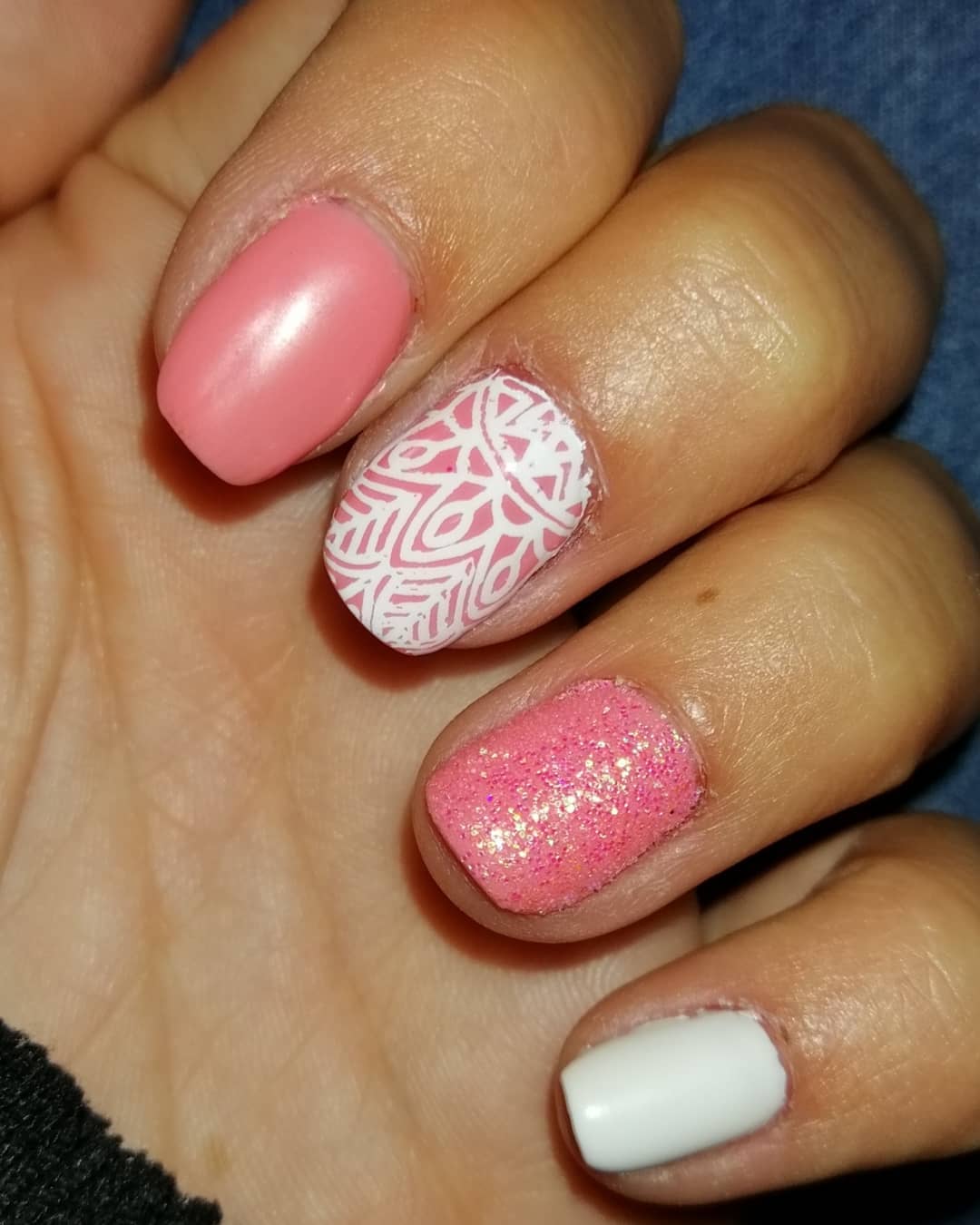 Shimmery Pink Nails with White Amazing Nail Art Design