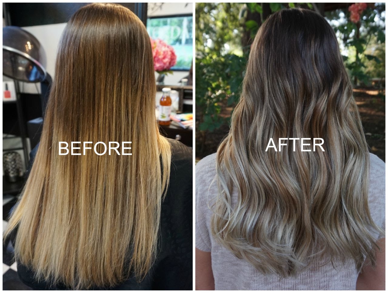 balayage straight hair - balayage before and after 
