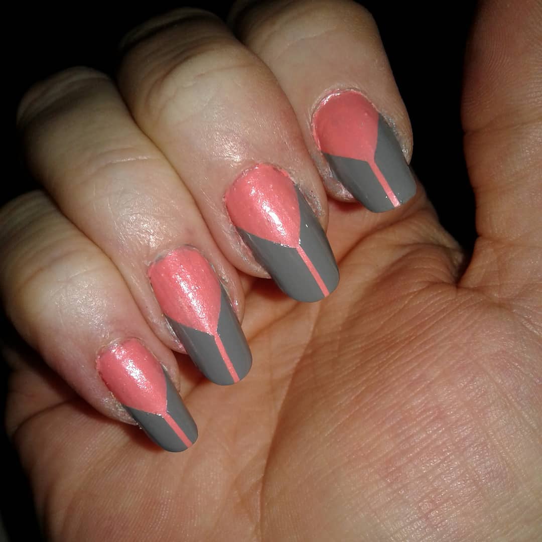 Gray Tipped Creative Nail Art Design for Long Nails