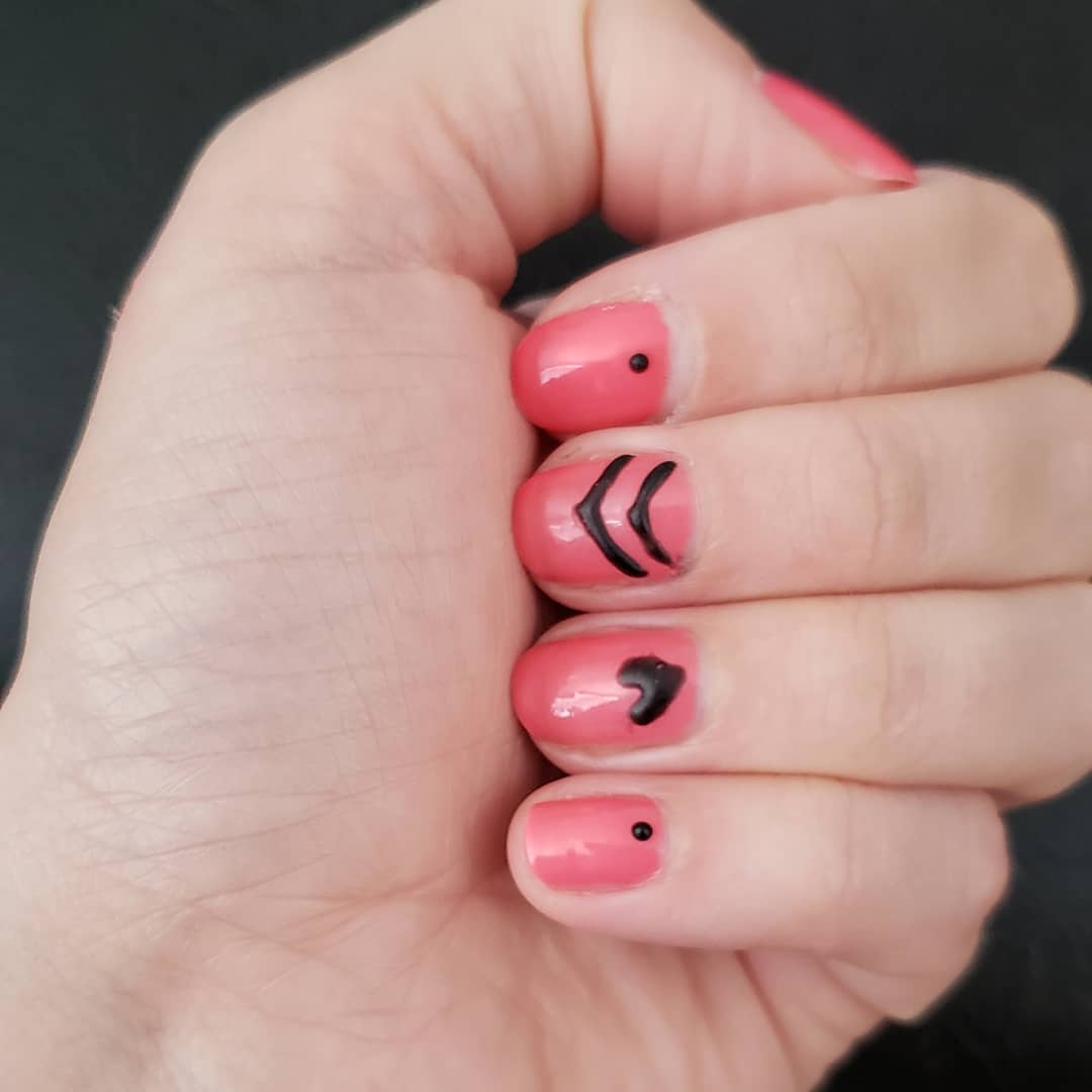 Heart and Zig Zag Design Amazing Nail Art for Pink Nails