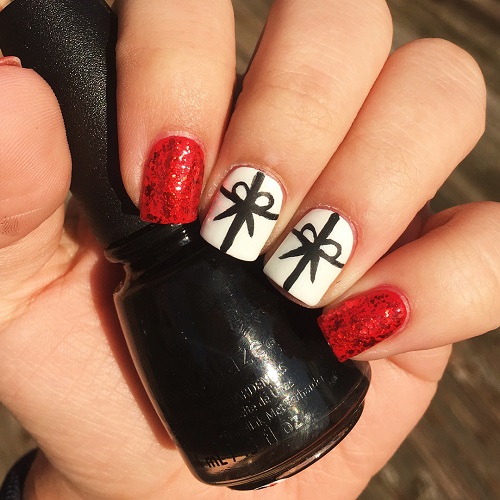 Knot Design Nail Art and Red Cute Nails