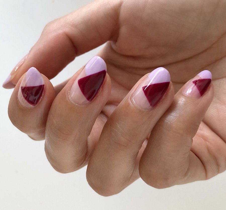 Long Nail Art Design with Red and White Color