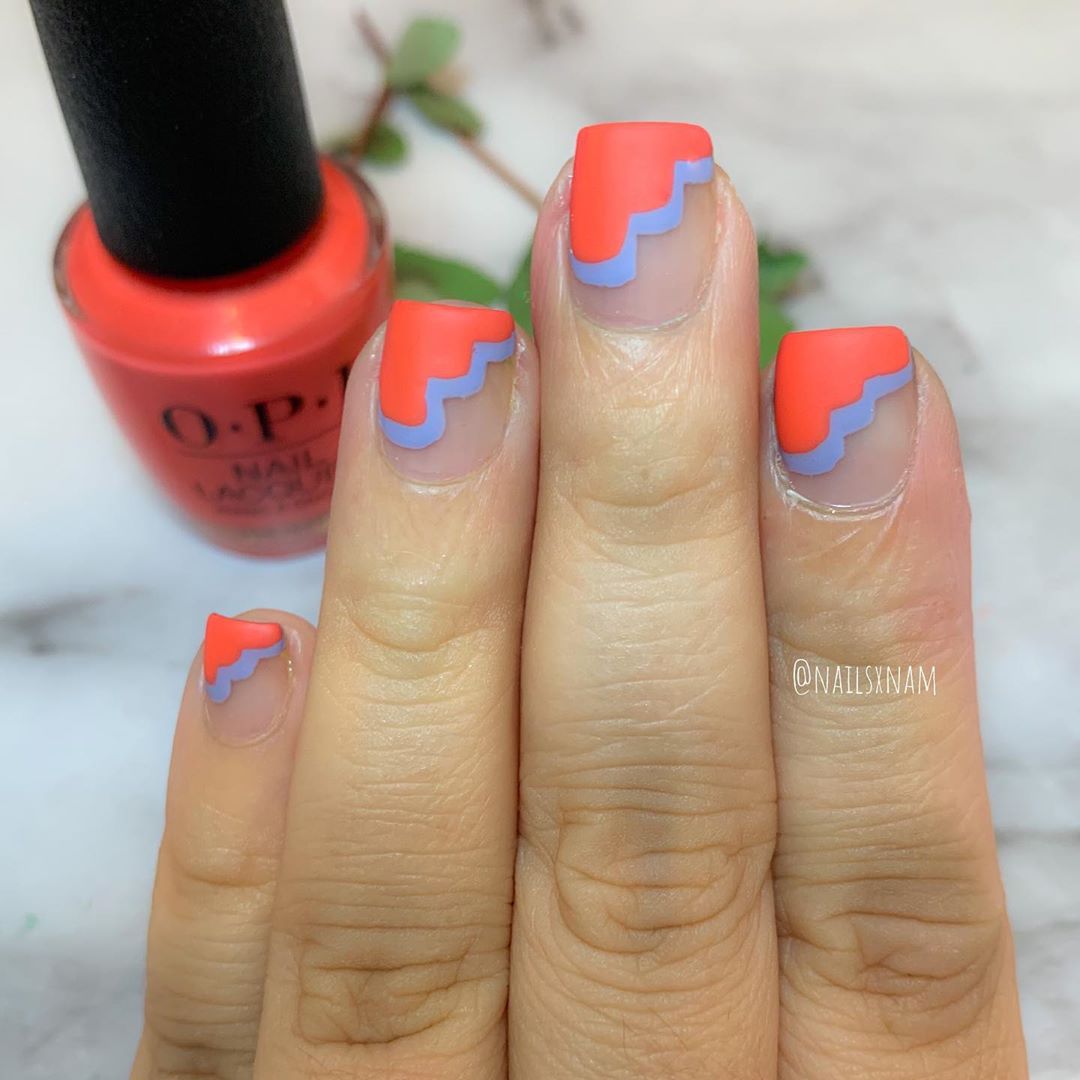 Red and Blue Beautiful Nail Art Idea