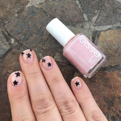 Star Design Nail Art for Neutral Nails