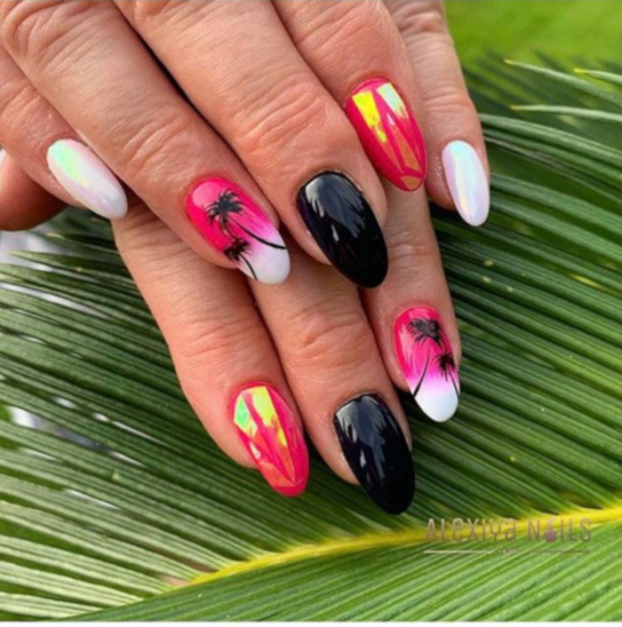7 Easy Nail Designs That Feel Like Summer palm tree nail design