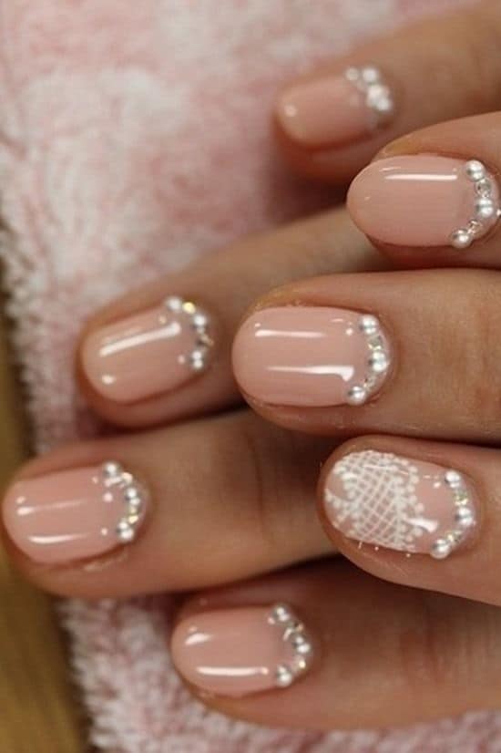 Bridal Nail art with jewels and stones