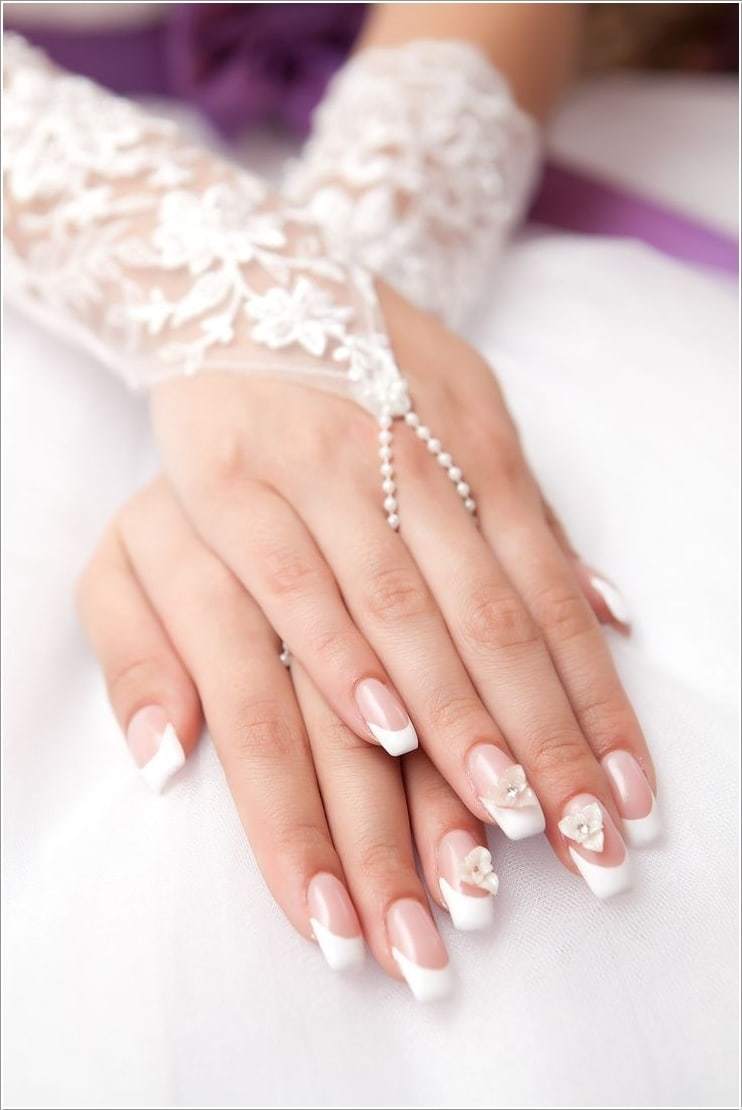 Bridal Nail Design with Pearl