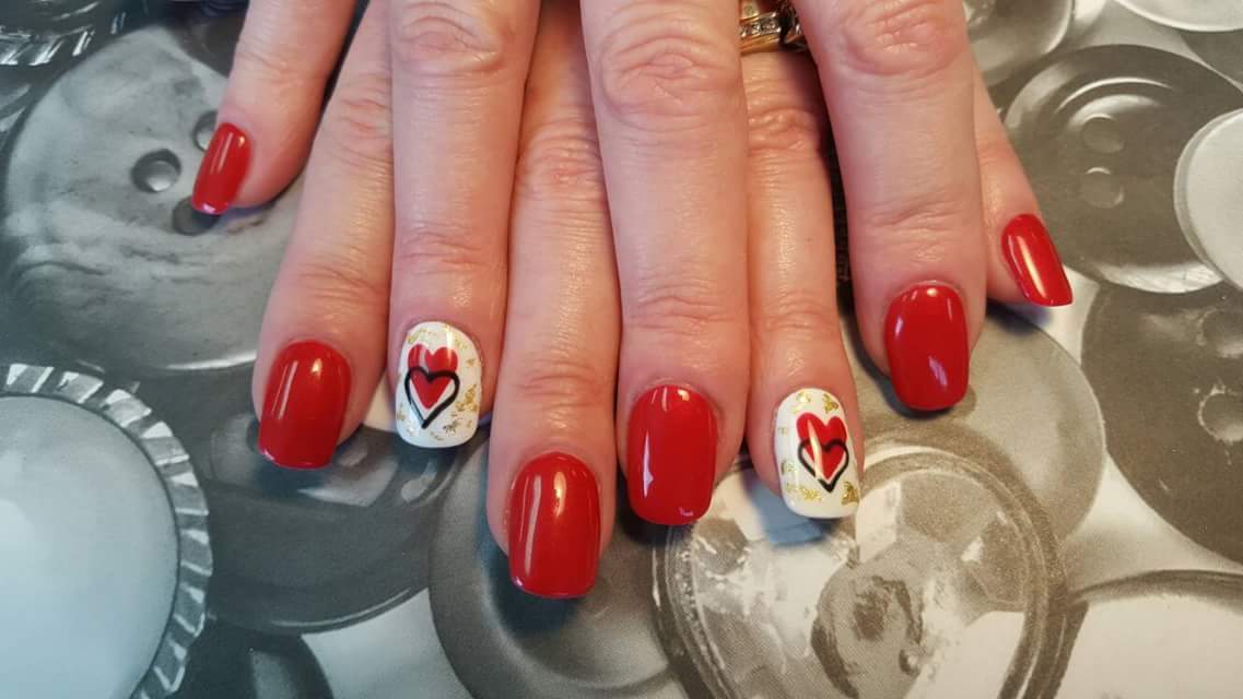 Raging Red Heart Valentine's Special Manicure for Short Oval Nails