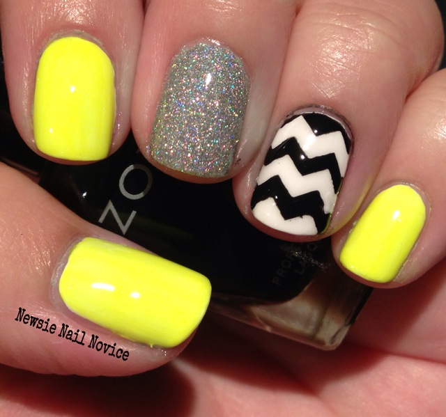 Neon yellow with glitter and chevron