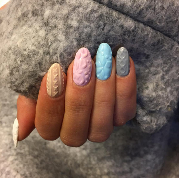 Cable Knit Sweater Nail Art Trend
