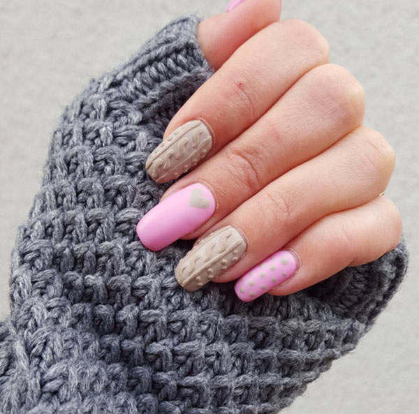 Cable Knit Sweater Nail Art Trend