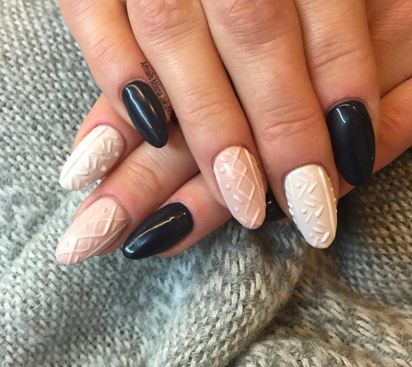 Cable Knit Sweater Nail Art Designs