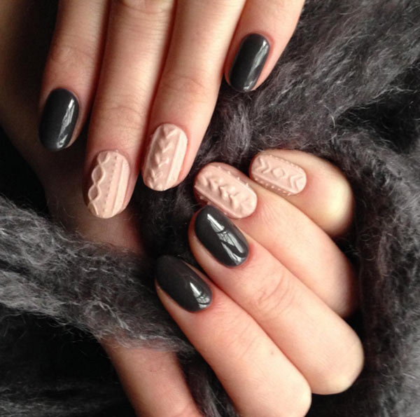 Textured Cable Knit Sweater Nails