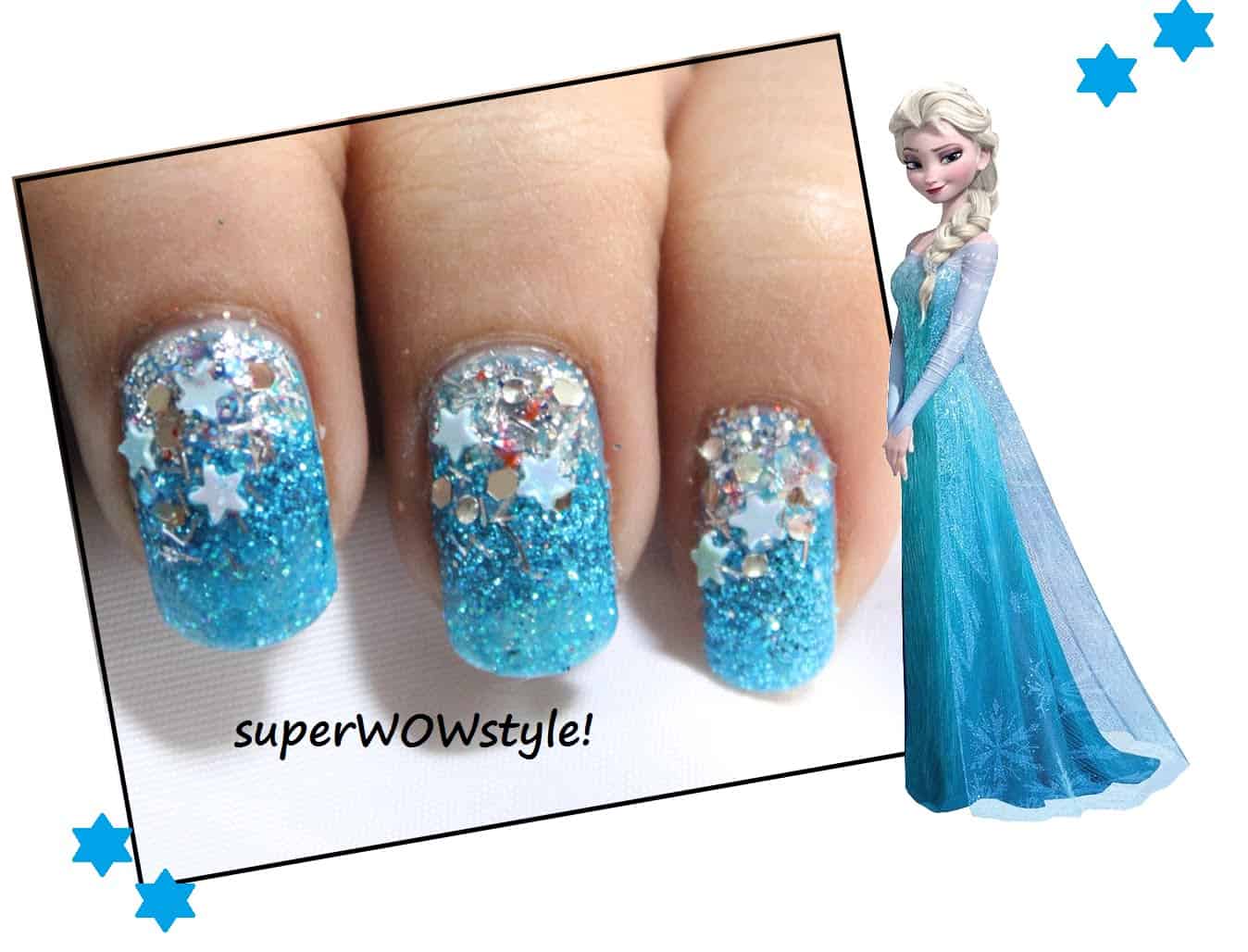 Frozen inspired winter sparkle nails