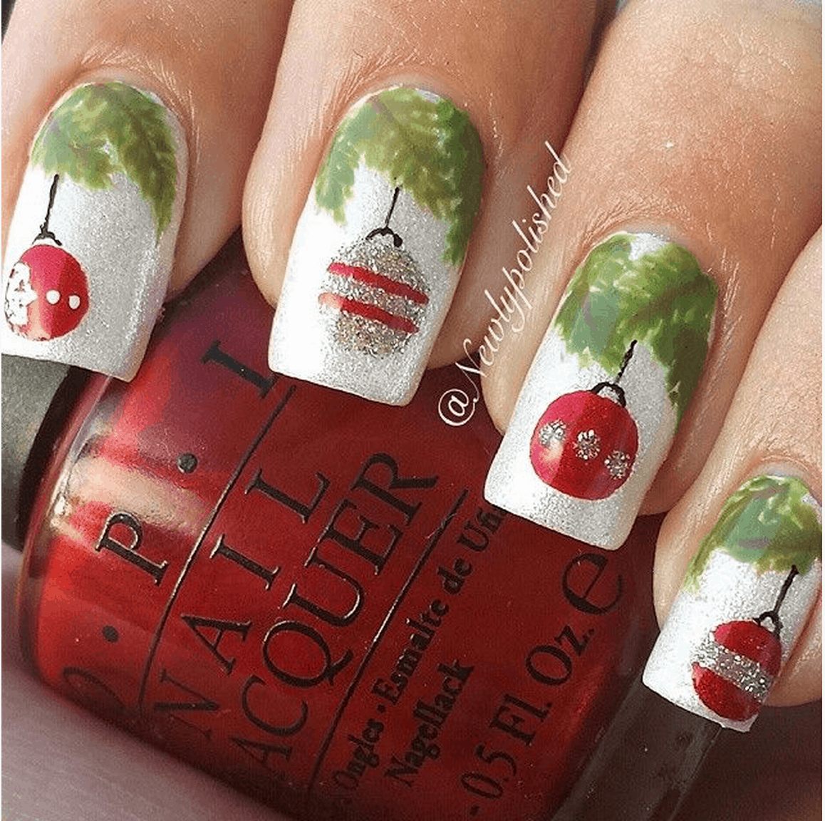 Christmas bobble manicure