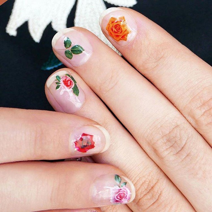 Gorgeous Floral Nail Art to Get You Hyped for Spring clear nails mini flowers