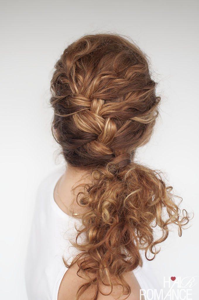 Angled curly side braid