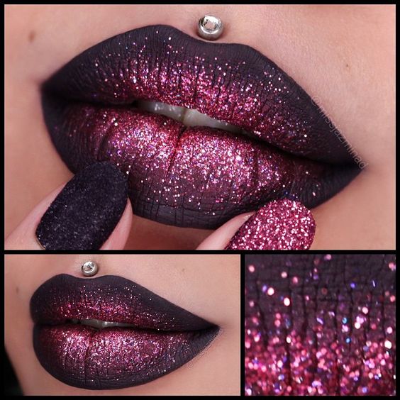 @anastasiabeverlyhills liquid lipsticks 'Potion & Sad Girl' with @shopvioletvoss 'Kiki & Pixie Pink' glitters on top: 