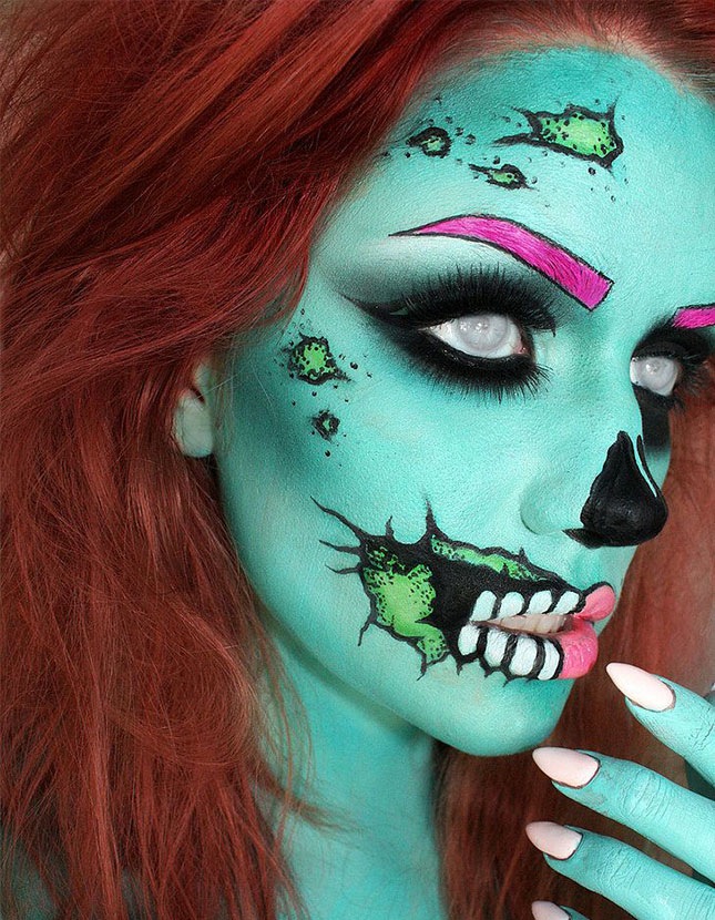 Turquoise pop art zombie