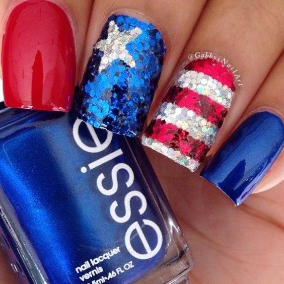 Sequins july 4th manicure