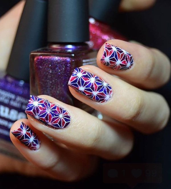 Fourth of july nail geometric