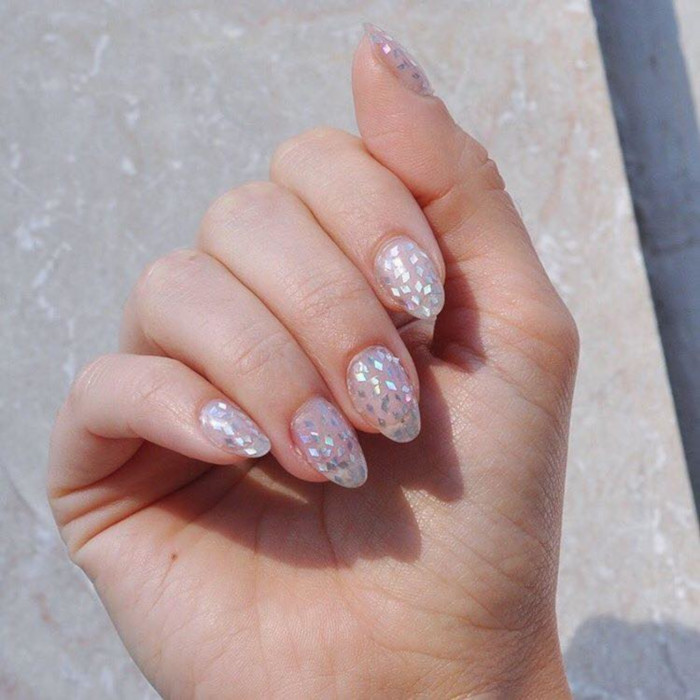 Neutral Nail Ideas That Go With Everything glitter nails
