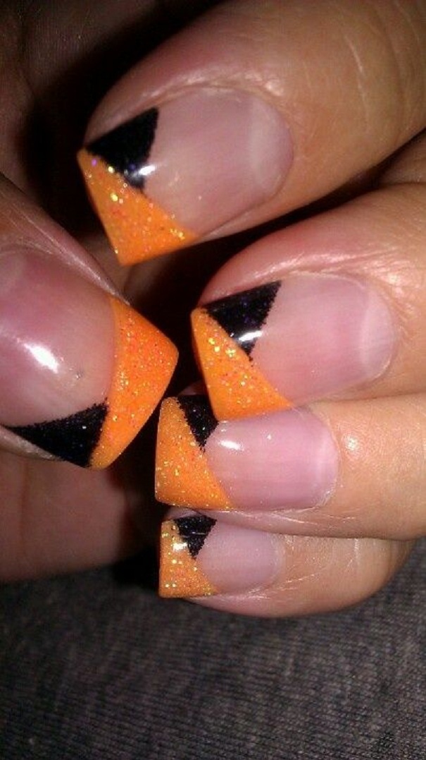 Black and orange nails