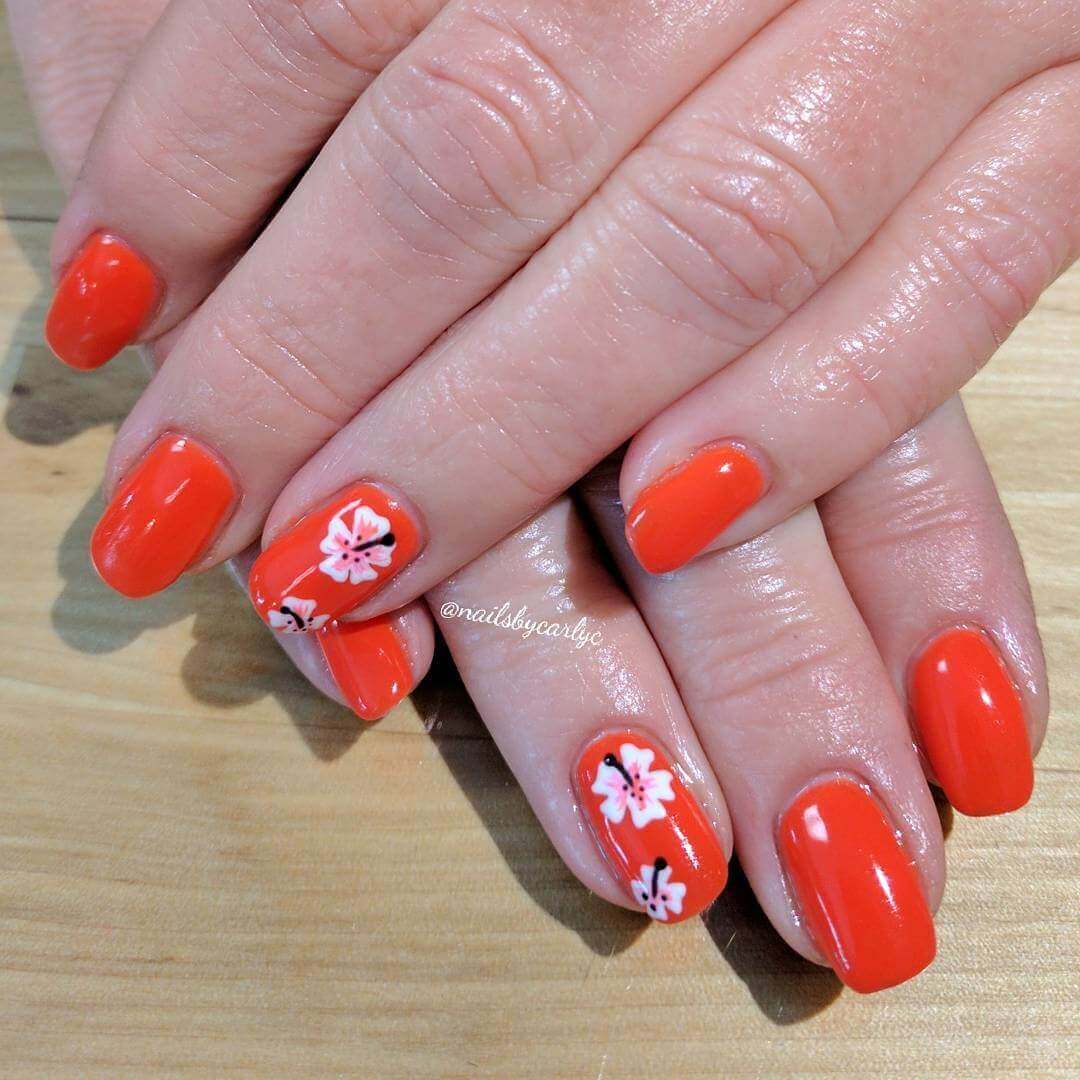 Orange with orchid accent fingers