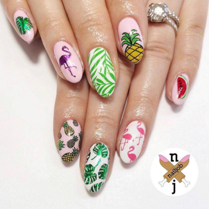 Summer Mood Tropical Nail Designs flamingo nails