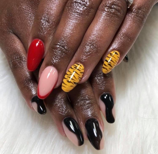 mismatched manicure is trending mismatched nails