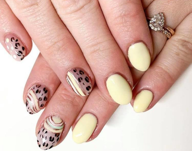 mismatched manicure is trending mismatched nails