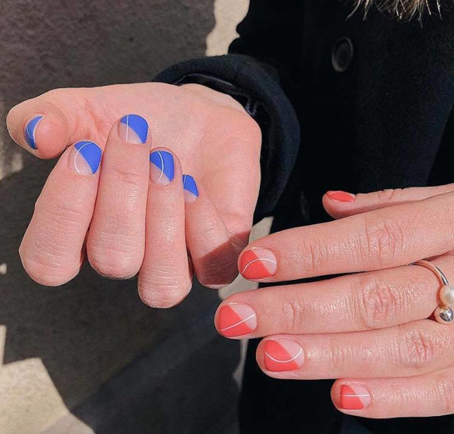 mismatched manicure is trending mismatched nails