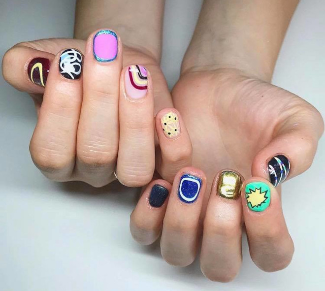 mismatched manicure is trending mismatched nails