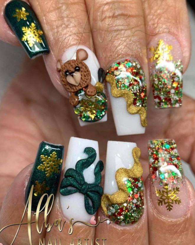 festive glitter nails