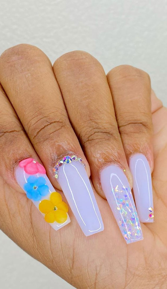 3d floral nails, long nails, acrylic nails, acrylic nails designs, images of acrylic nails designs, cute acrylic nails designs, acrylic nail designs gallery , acrylic nail designs for summer, acrylic nail designs 2020