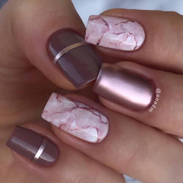 Trendy-Nail-Designs-You-Have-To-Try-This-Winter-rose gold nails